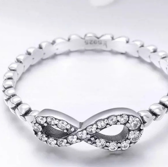 Dainty Infinity & Heart 925 Sterling Silver Ring - Picture 1 of 7